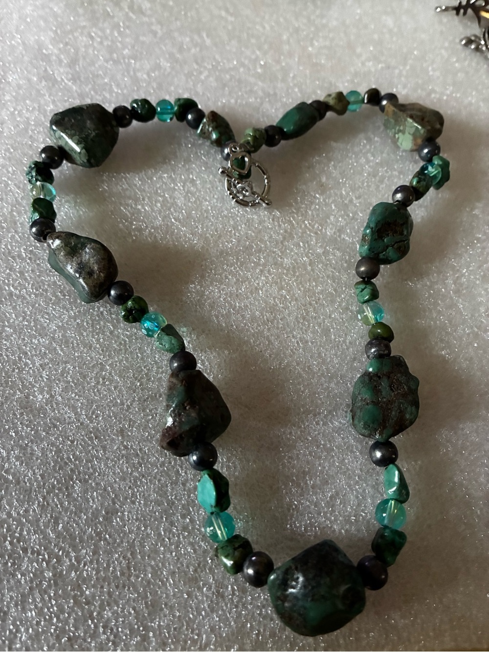 Green blue turquoise Stone Beaded Necklace -